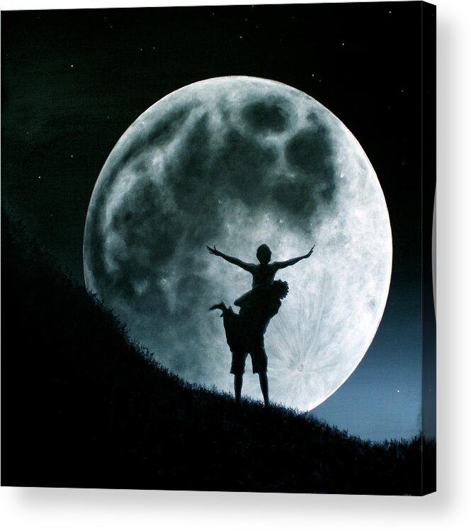 Friendship Acrylic Print featuring the painting Philos Under A Full Moon Rising by Ric Nagualero
