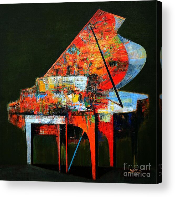 Red Piano Acrylic Print featuring the painting piano No.53-Enthusiasm by Zheng Li