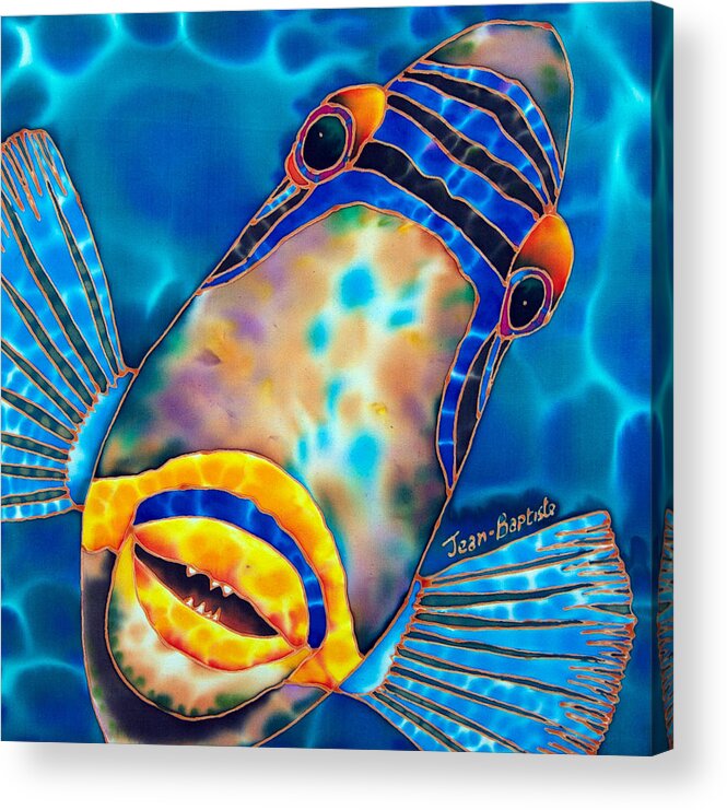 Diving Acrylic Print featuring the painting Picasso Triggerfish by Daniel Jean-Baptiste