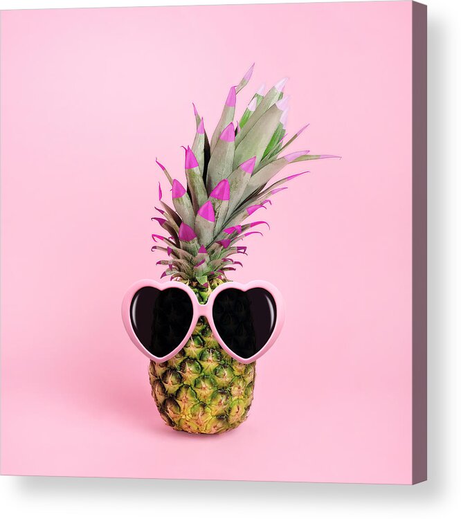 Food Acrylic Print featuring the photograph Pineapple Wearing Sunglasses by Juj Winn