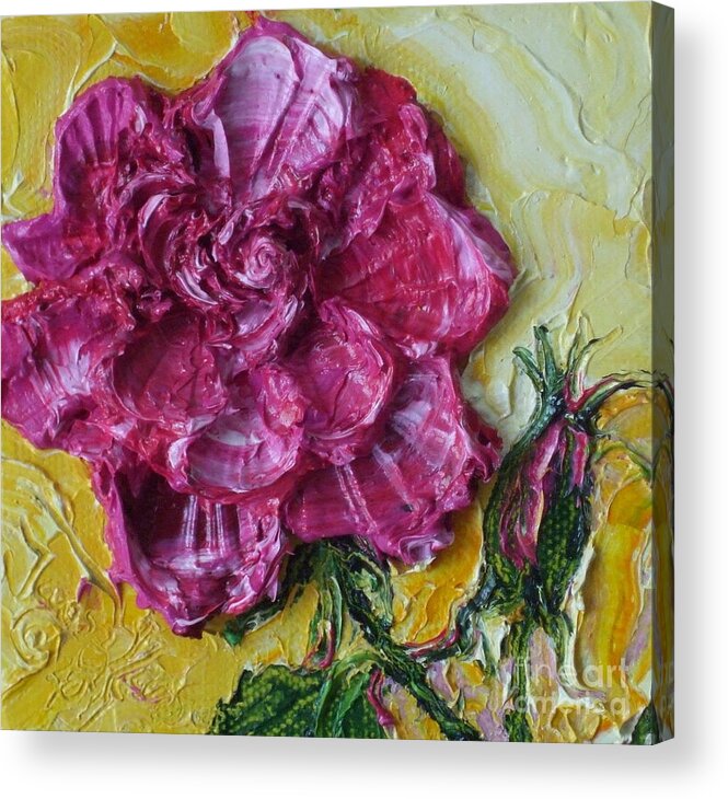 Pink Rose Art Acrylic Print featuring the painting Pink Rose by Paris Wyatt Llanso