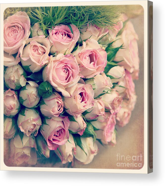 Cross Acrylic Print featuring the photograph Pink rosebuds old photo by Jane Rix
