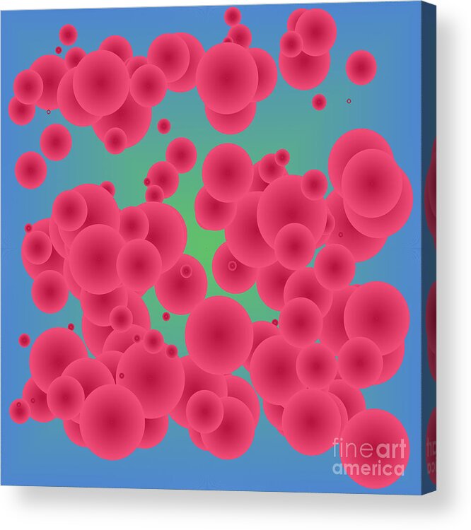 Balls Acrylic Print featuring the digital art Pink spheres by Gaspar Avila