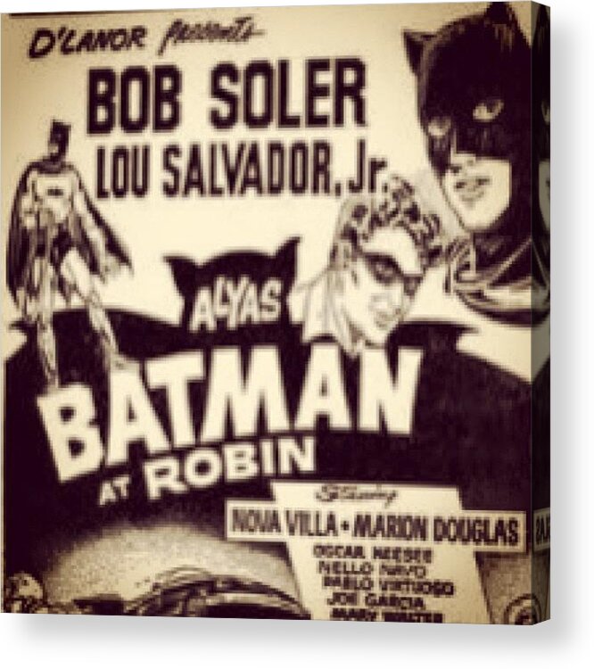 Vintage Acrylic Print featuring the photograph #pinoy #filipino #batman #movie by Oliver Kuy