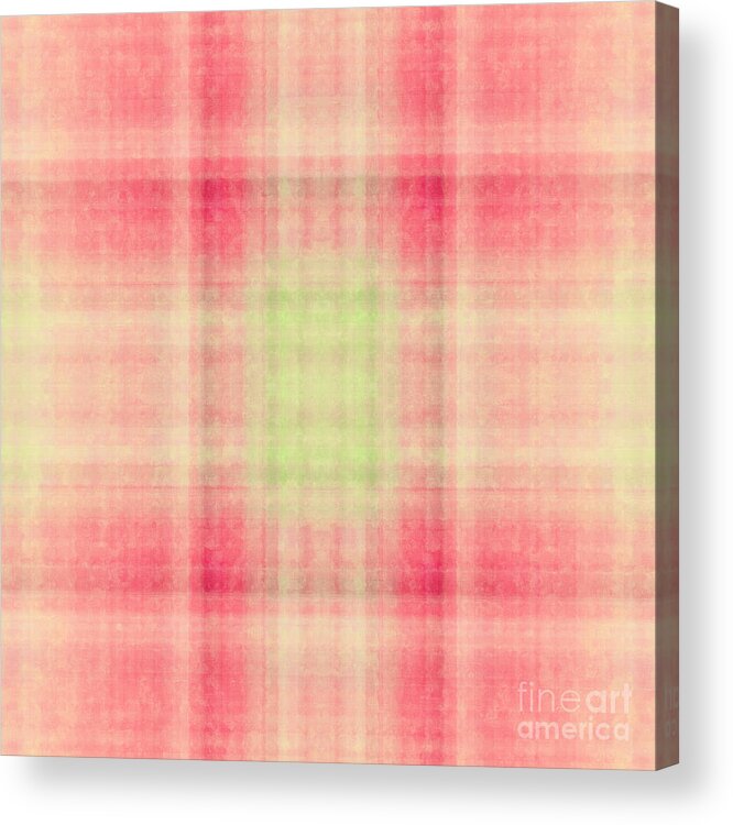Andee Design Abstract Acrylic Print featuring the digital art Plaid In Salmon 1 Square by Andee Design