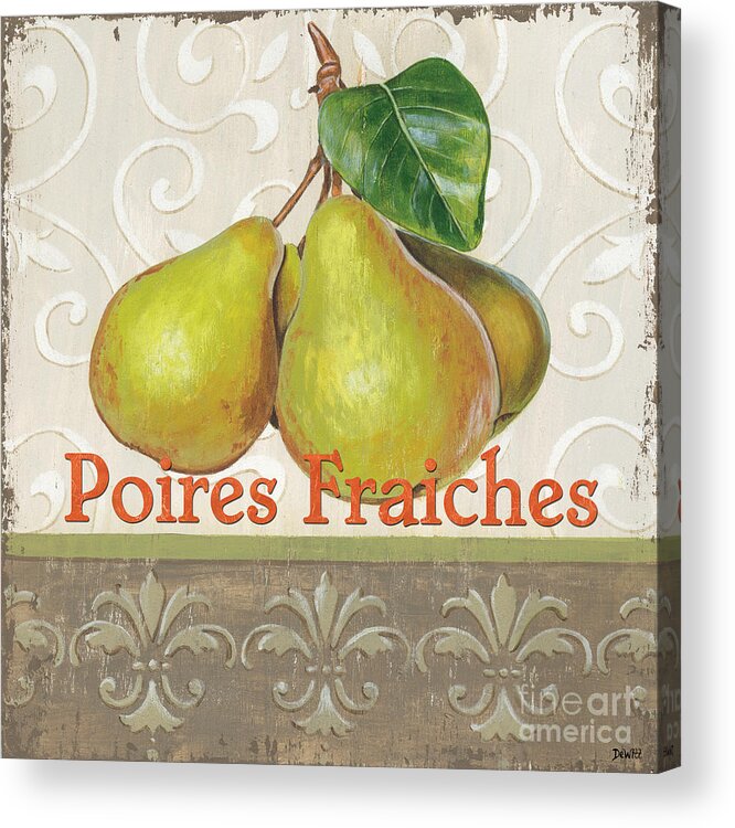 Kitchen Acrylic Print featuring the painting Poires Fraiches by Debbie DeWitt