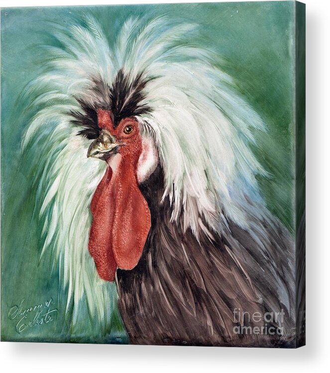 Polish Hen Acrylic Print featuring the painting Polish Hen by Summer Celeste