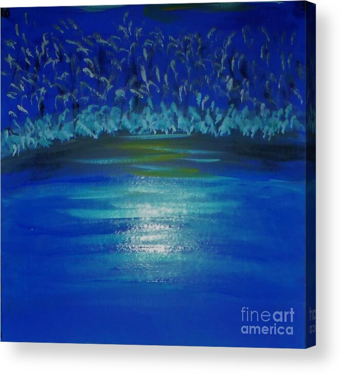 Abstract Acrylic Print featuring the painting Pond at Twilight by Marie Bulger