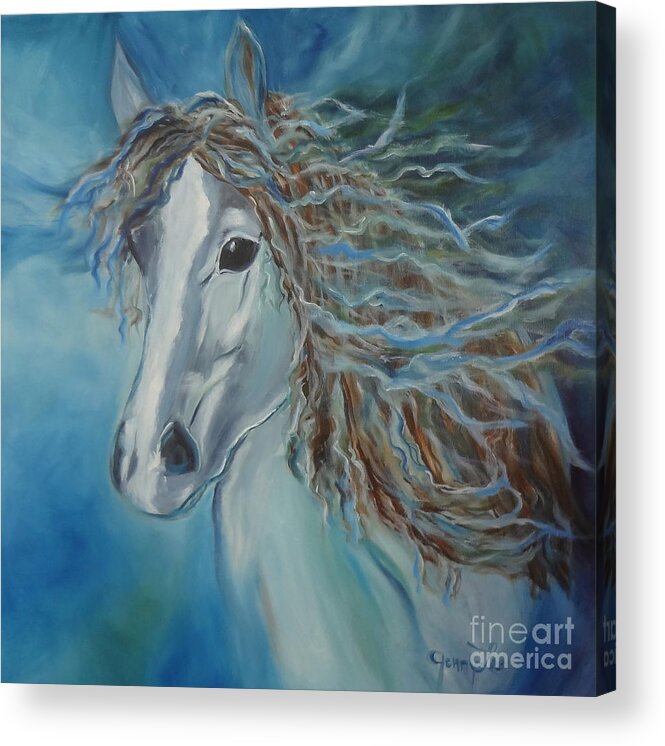 Abstract Equine Print Acrylic Print featuring the painting Pony by Jenny Lee