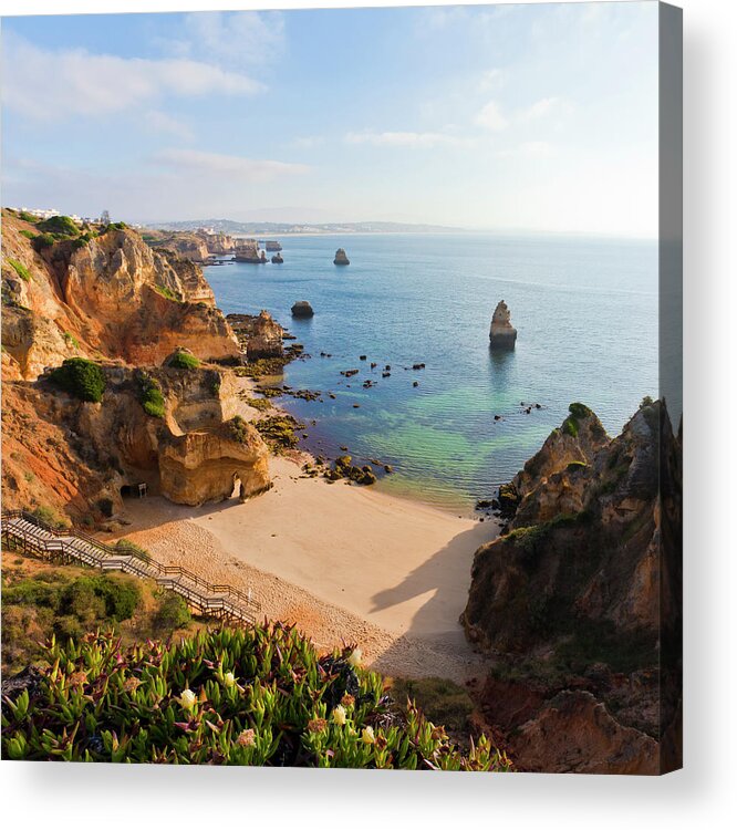 Algarve Acrylic Print featuring the photograph Praia Do Camilo, Lagos, Algarve by Werner Dieterich