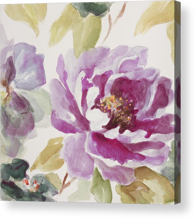 Pink Acrylic Print featuring the painting Purple Floral Delicate by Lanie Loreth