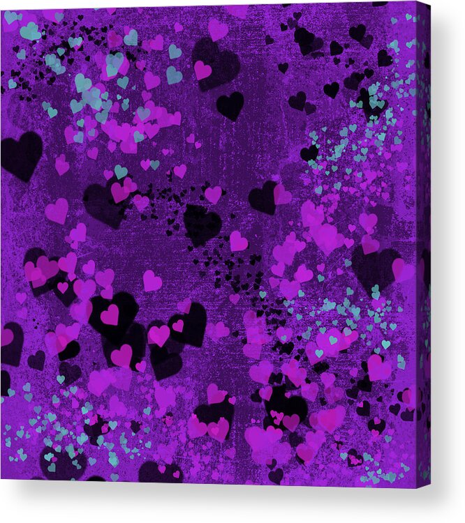 Purple Heart Acrylic Print featuring the mixed media Purple Hearts by Marianne Campolongo