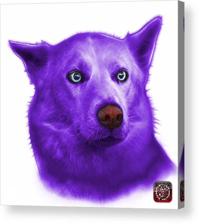Siberian Husky Acrylic Print featuring the painting Purple Mila - Siberian Husky - 2103 - WB by James Ahn