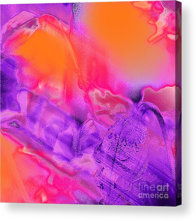 Ebsq Acrylic Print featuring the digital art Purple Orange Pink Abstract by Dee Flouton