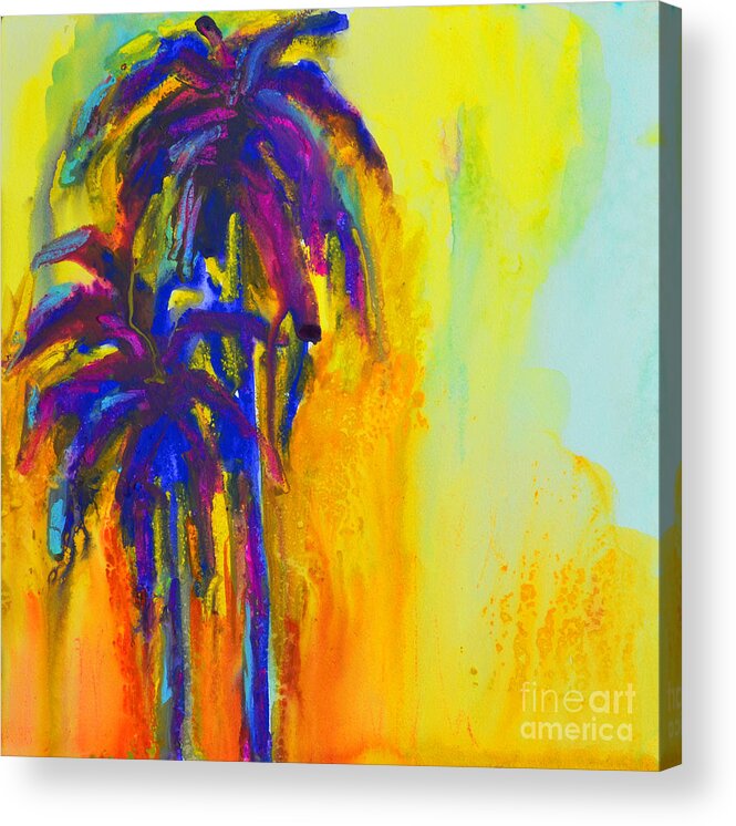Art Acrylic Print featuring the painting Purple Palm Trees Sunset - Modern Colorful Landscape by Patricia Awapara