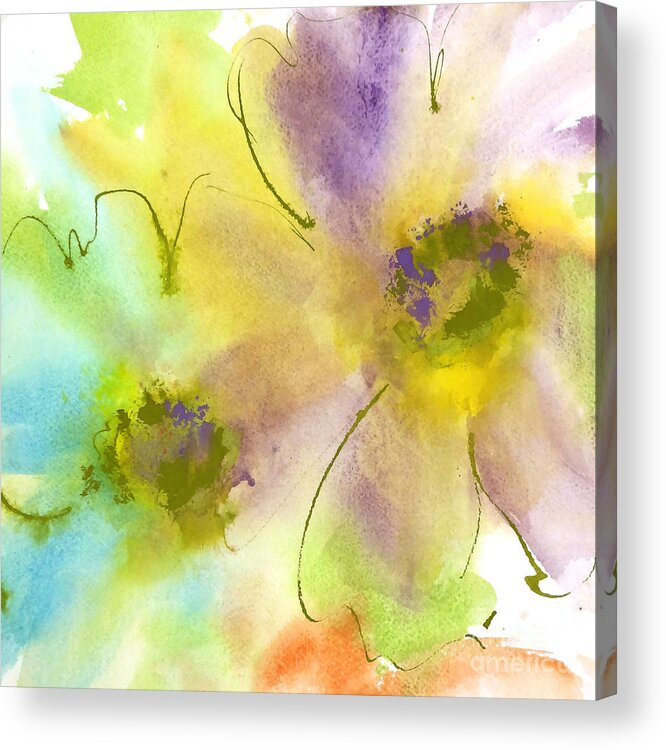 Original And Printed Watercolors Acrylic Print featuring the painting Rainbow Cosmos II by Chris Paschke