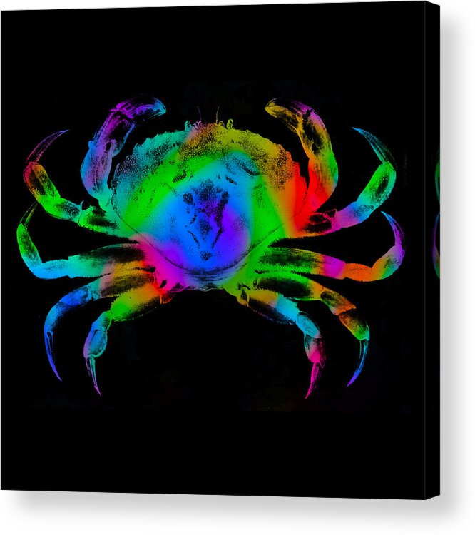 Crab Acrylic Print featuring the digital art Rainbow Crab by David Blank