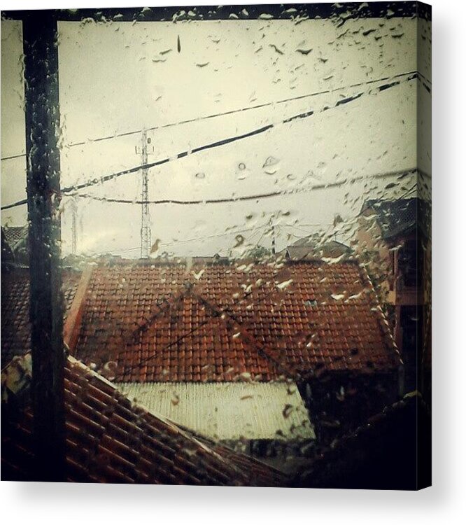 Raindrop Acrylic Print featuring the photograph #raindrop by Imam Fauzan