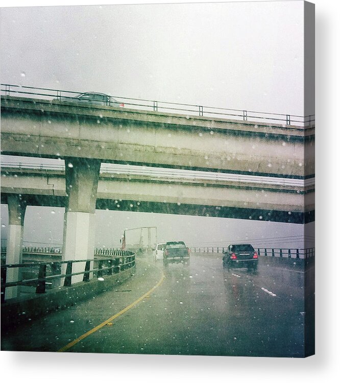 Built Structure Acrylic Print featuring the photograph Rainy Day On Freeway by Chasing Light Photography Thomas Vela