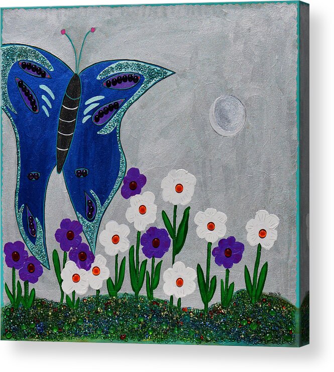 Butterfly Acrylic Print featuring the mixed media Reaching For The Moon by Donna Blackhall