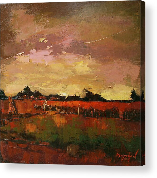 The Harvest Acrylic Print featuring the painting Reaping by Anastasija Kraineva