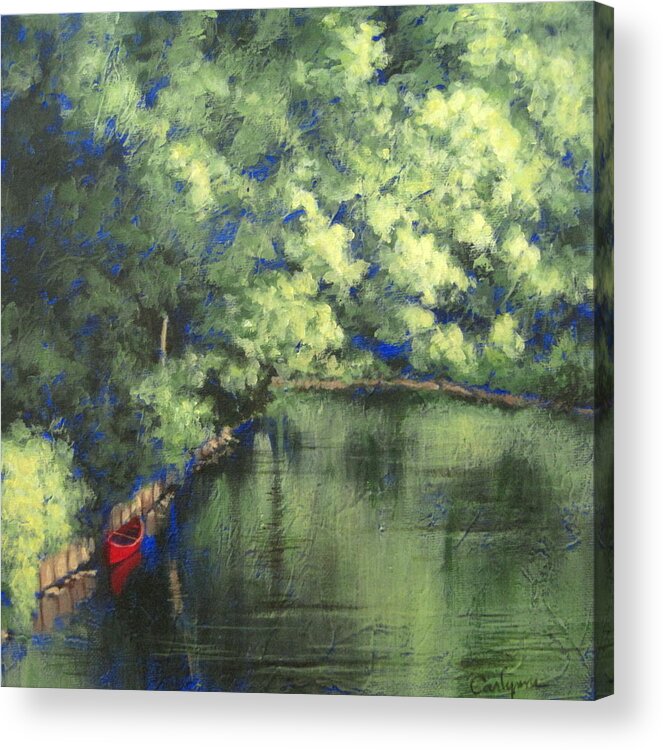 Canoe Acrylic Print featuring the painting Red Canoe by Carlynne Hershberger