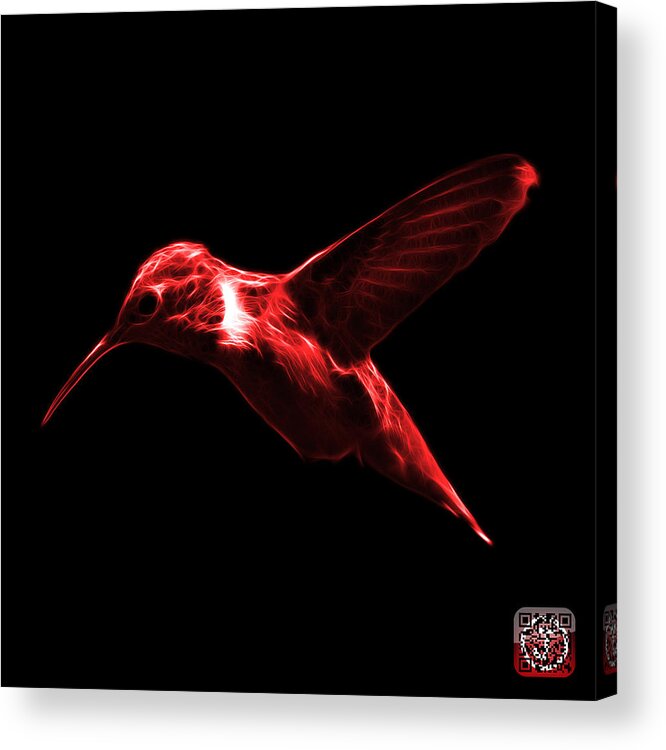 Hummingbird Acrylic Print featuring the digital art Red Hummingbird - 2054 F by James Ahn