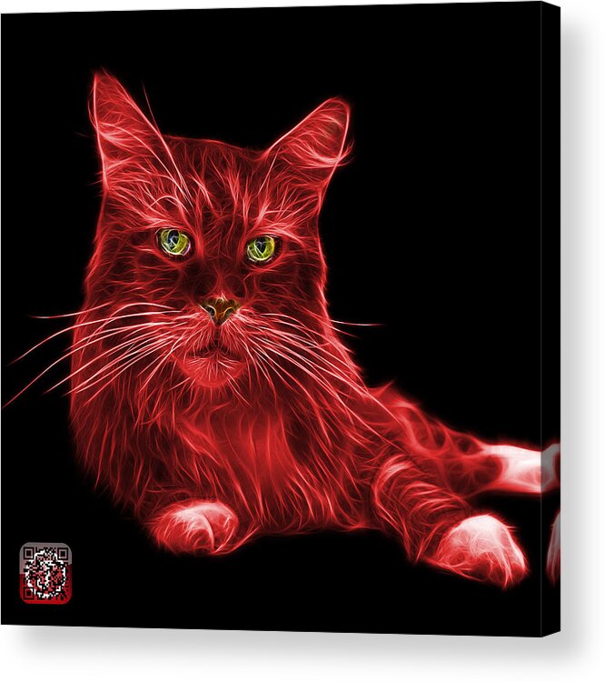 Cat Acrylic Print featuring the painting Red Maine Coon Cat - 3926 - BB by James Ahn