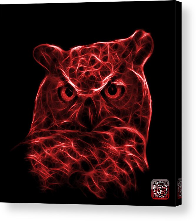 Owl Acrylic Print featuring the digital art Red Owl 4436 - F M by James Ahn