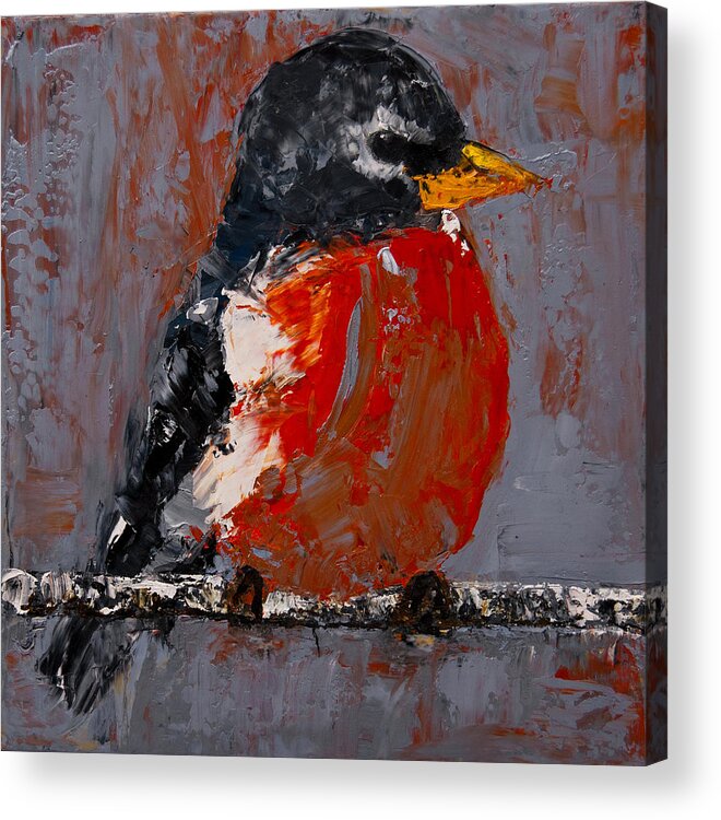 Red Robin Acrylic Print featuring the painting Red Robin by Jani Freimann