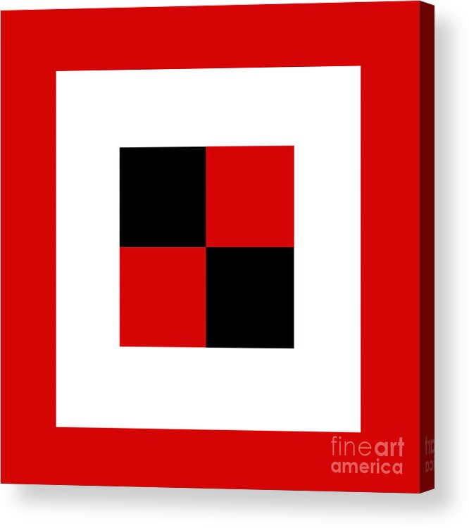 Andee Design Abstract Acrylic Print featuring the digital art Red White And Black 16 Square by Andee Design