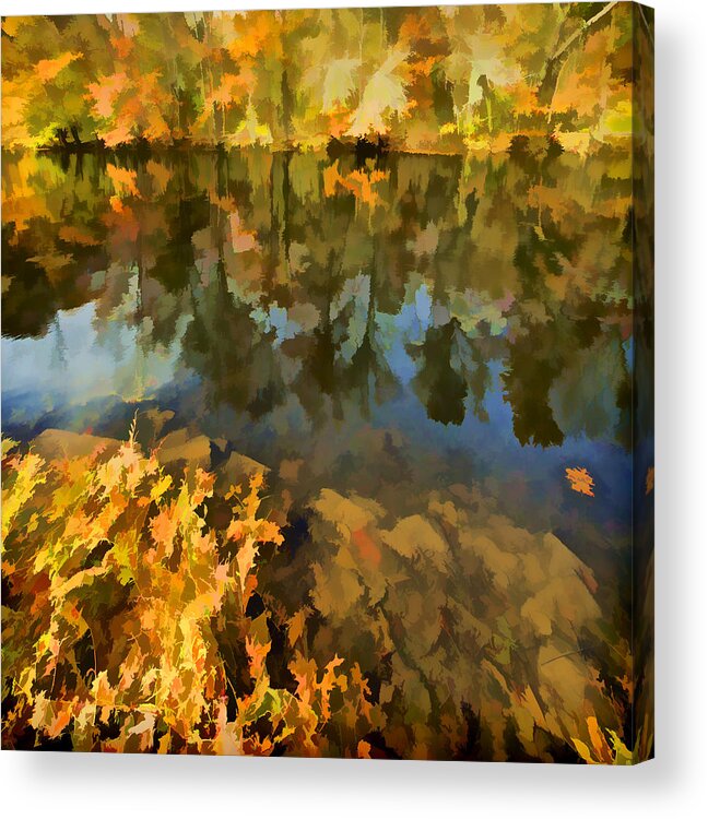 Autumn Acrylic Print featuring the photograph Reflection of Autumn Colors on the Canal II by David Letts