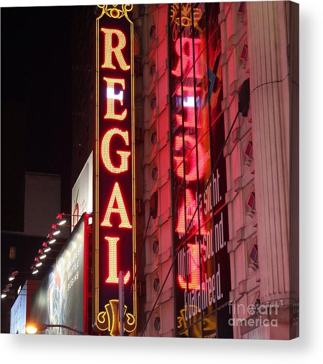Nyc Acrylic Print featuring the photograph Regal lights by Deena Withycombe