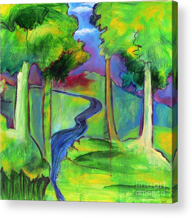 Landscape Acrylic Print featuring the painting RendezVous Triptych by Elizabeth Fontaine-Barr