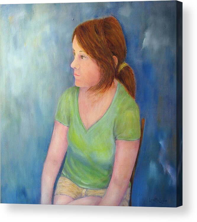 Girl Acrylic Print featuring the painting Reverie Of A Young Woman by Loretta Luglio