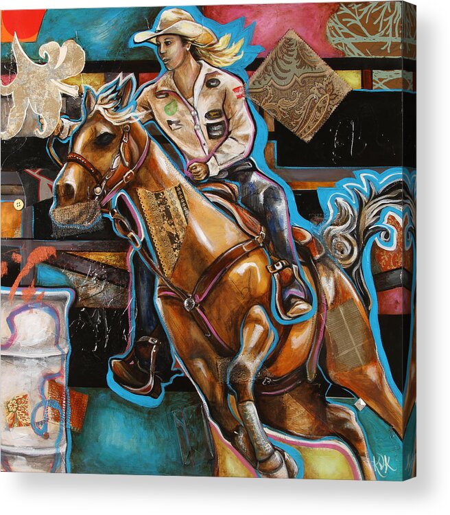 Rodeo Art Acrylic Print featuring the mixed media Ride Baby Ride by Katia Von Kral