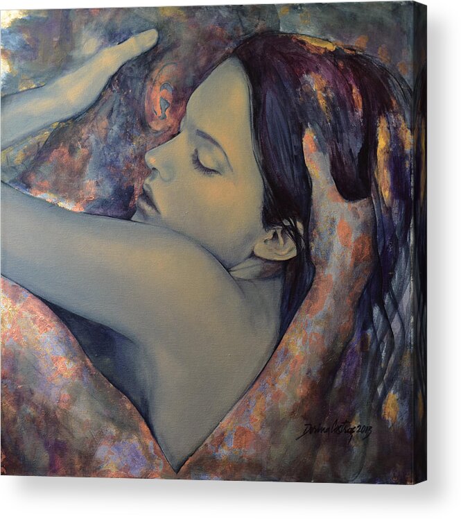 Fantasy Acrylic Print featuring the painting Romance with a Chimera by Dorina Costras