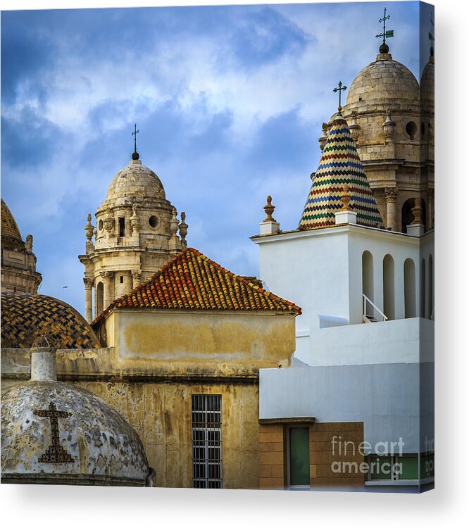 Andalucia Acrylic Print featuring the photograph Roofs Cadiz Spain by Pablo Avanzini