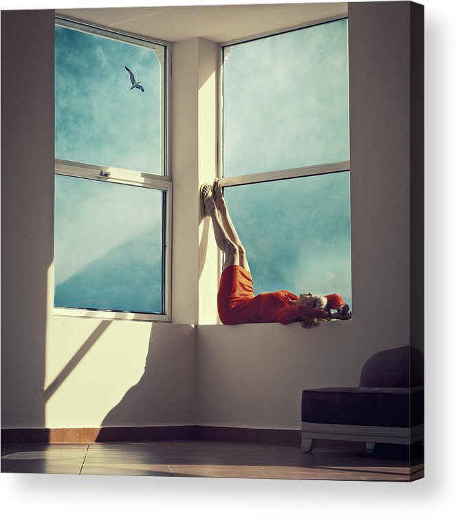 Red Acrylic Print featuring the photograph Room With A View by Ambra