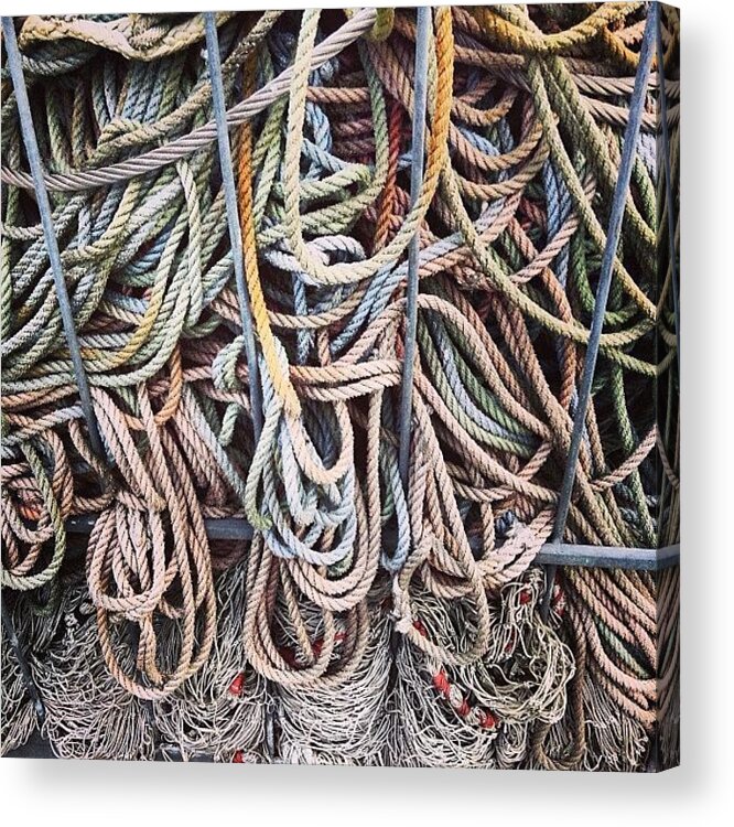 Nicsquirrell Acrylic Print featuring the photograph Ropes #net #nicsquirrell #fishing by Nic Squirrell