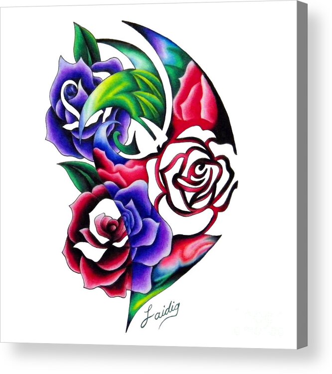 Roses Acrylic Print featuring the drawing Roses Roses by Aarron Laidig