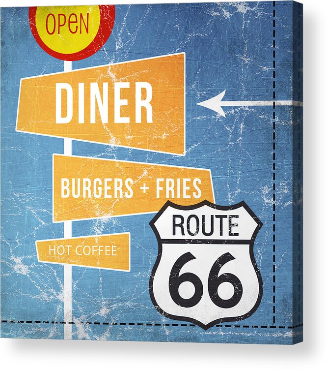 Diner Acrylic Print featuring the painting Route 66 Diner by Linda Woods