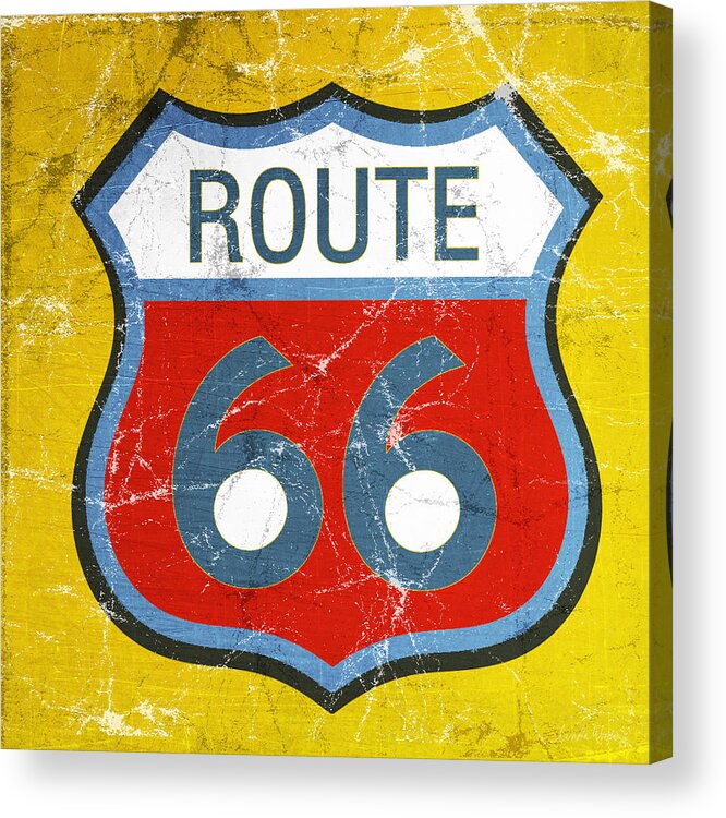 Route 66 Acrylic Print featuring the painting Route 66 by Linda Woods