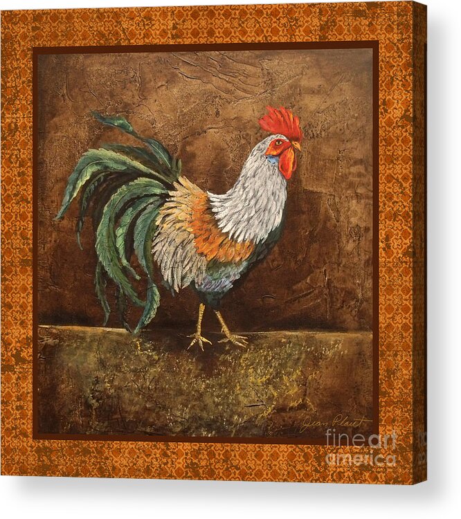 Painting Acrylic Print featuring the painting Royal Rooster 3 by Jean Plout