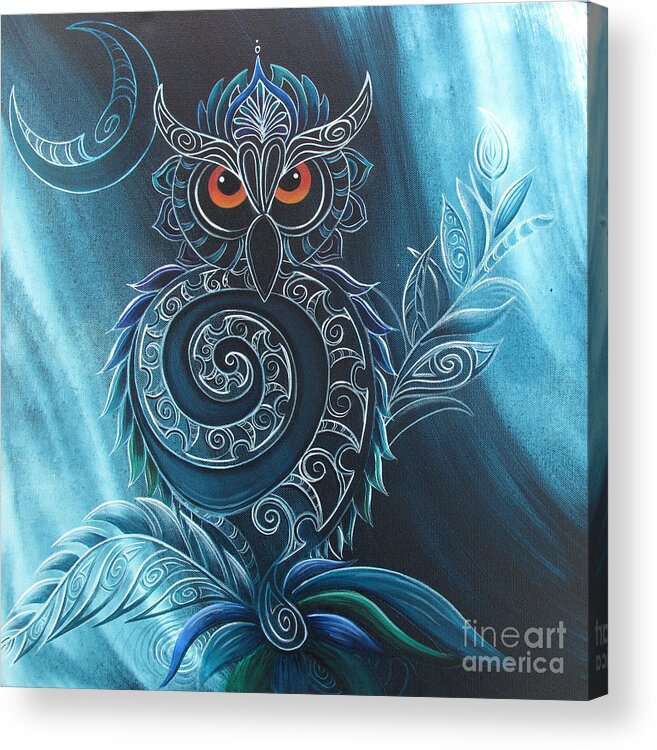 Owl Acrylic Print featuring the painting Ruru by Reina Cottier