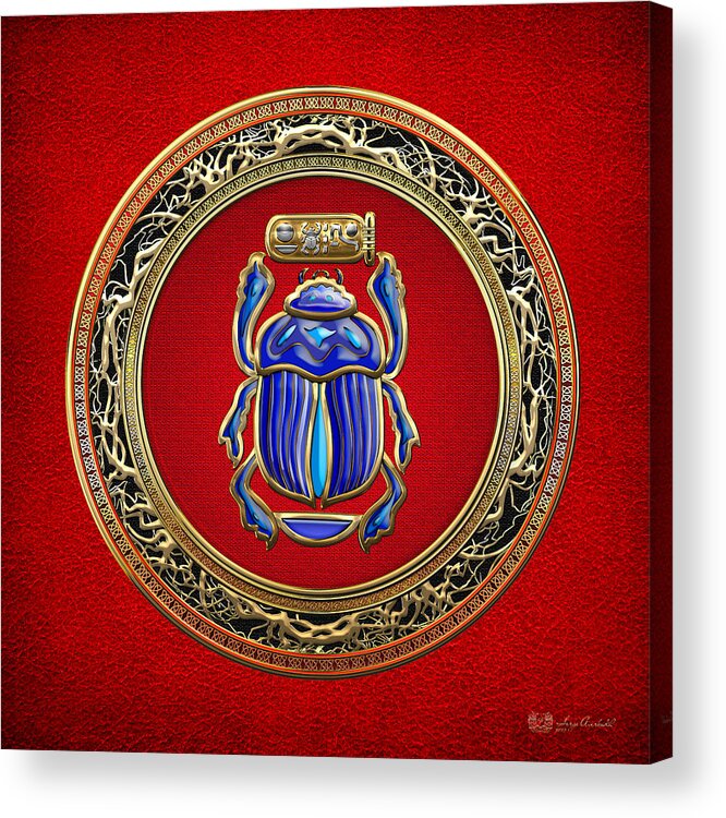'treasure Trove' Collection By Serge Averbukh Acrylic Print featuring the digital art Sacred Egyptian Scarab by Serge Averbukh