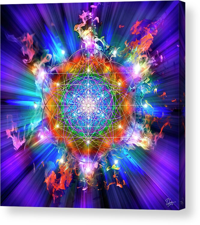 Endre Acrylic Print featuring the digital art Sacred Geometry 37 by Endre Balogh