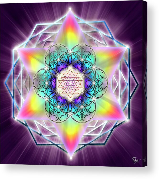Endre Acrylic Print featuring the digital art Sacred Geometry 65 by Endre Balogh
