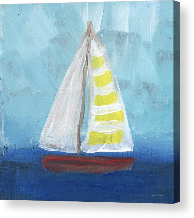 Boat Acrylic Print featuring the painting Sailing- Sailboat Painting by Linda Woods