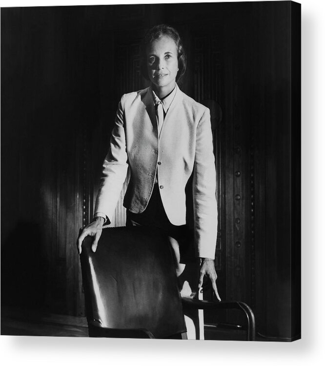 Chair Acrylic Print featuring the photograph Sandra Day O'connor Posing Beside An Office Chair by Horst P. Horst